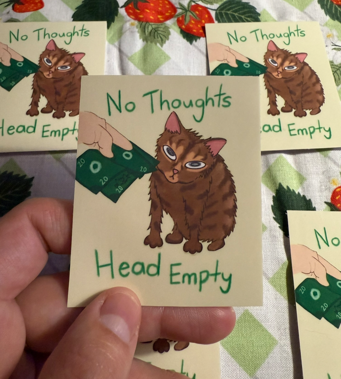 No Thoughts Cat Sticker