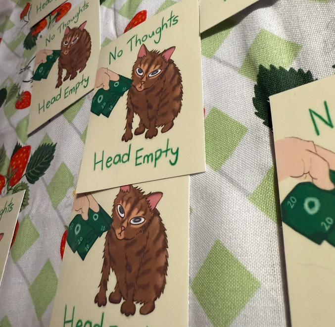 No Thoughts Cat Sticker