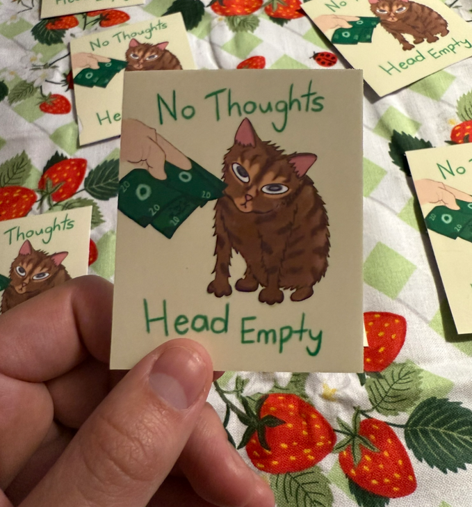 No Thoughts Cat Sticker