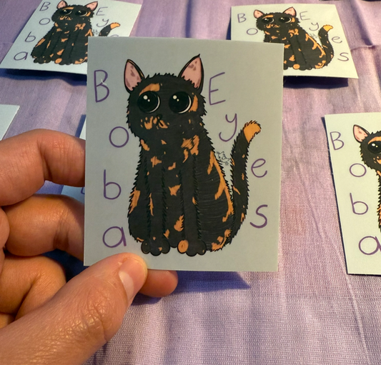 Boba Eyes Cat Sticker