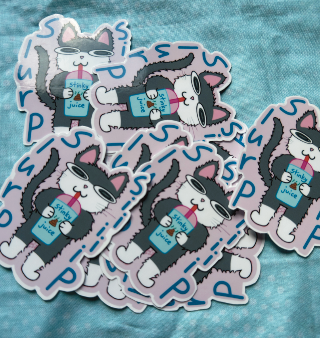 Slurp Sip Stinky Juice Cat Sticker