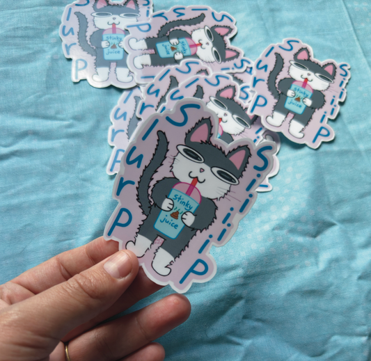Slurp Sip Stinky Juice Cat Sticker