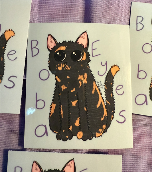 Boba Eyes Cat Sticker