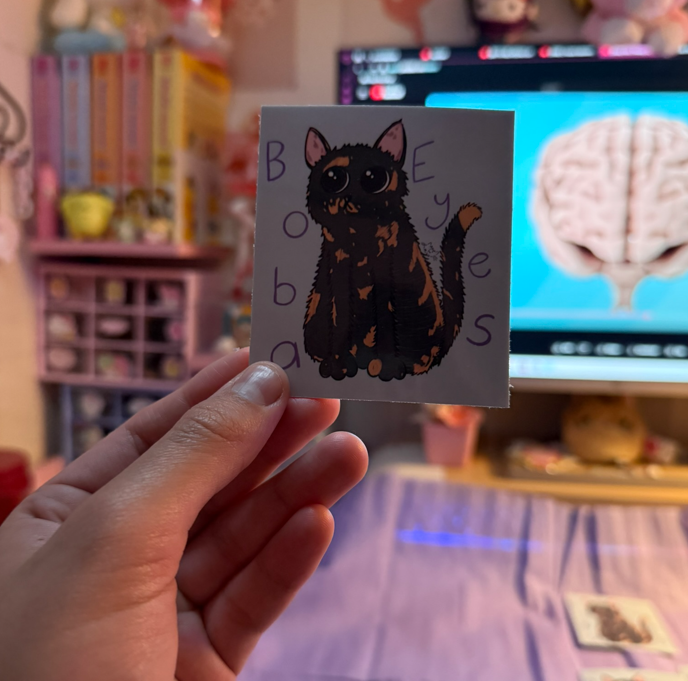 Boba Eyes Cat Sticker